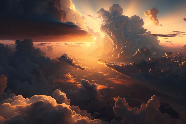 Il tramonto dalle nuvole 8K luce diurna iperrealistica