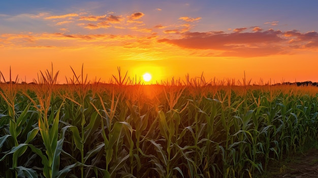 Il tramonto del mais sul campo