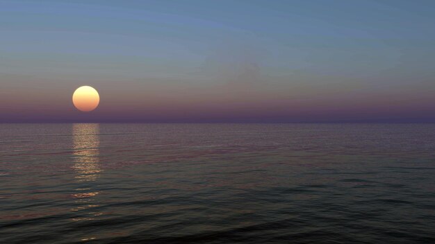 Il tramonto o l'alba illustrazione 3D sfondo naturale Il tramonto e il mare