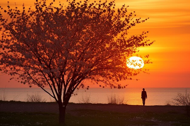 Il tramonto primaverile e le silhouette