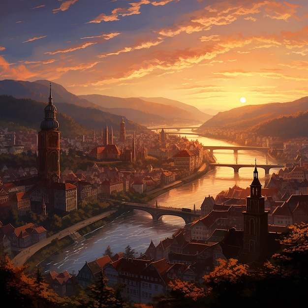 Il tramonto su Heidelberg.