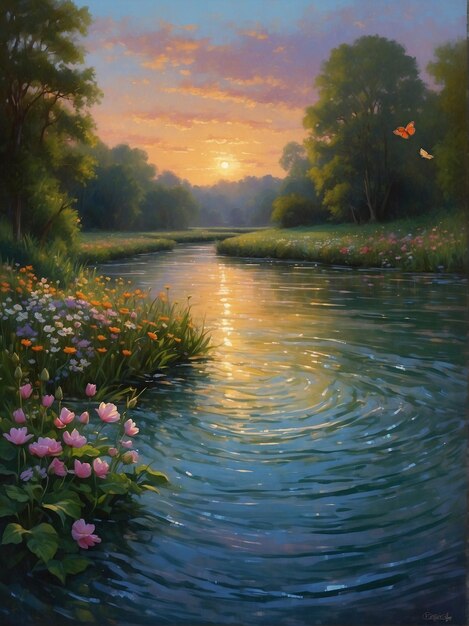 Il tramonto sul fiume
