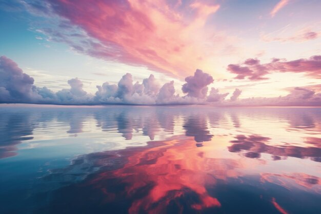 Il tramonto sul Mar Baltico con nuvole e riflessi rosa