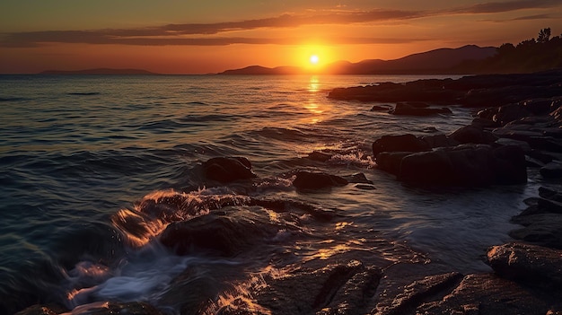 Il tramonto sul mare AI generativa