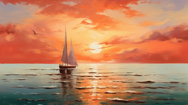 Il tramonto sul mare dipinge una scena serena e abbagliante