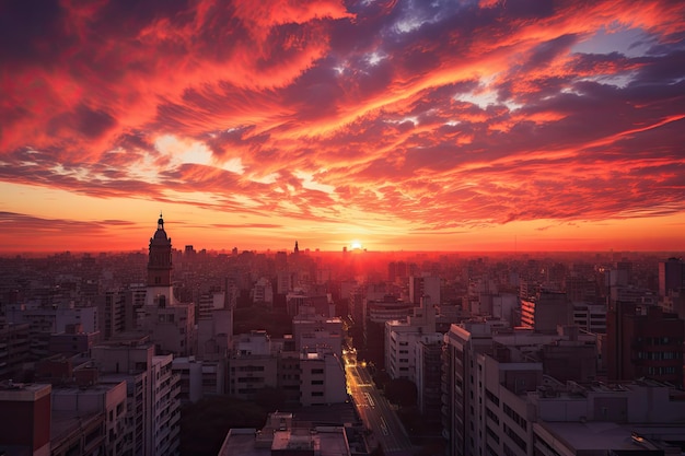 Il tramonto sulla città di Sao Paulo Brasile America del Sud tramonto su Buenos Aires Argentina AI Generato