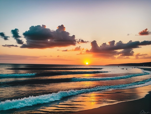 Il tramonto sulla spiaggia