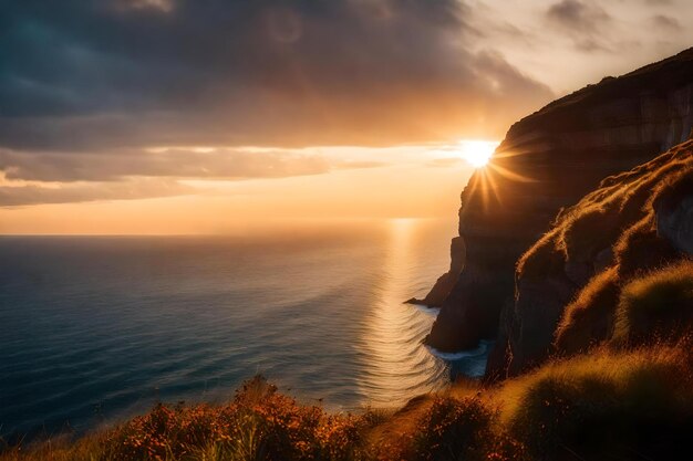 Il tramonto sulle scogliere per persona