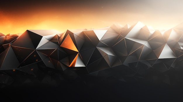 Il triangolo astratto 3D della carta da parati emette luce arancione moderna