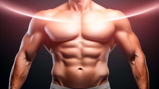 Il tronco di un ragazzo atletico corpo maschile dopo l'esercizio e la dieta