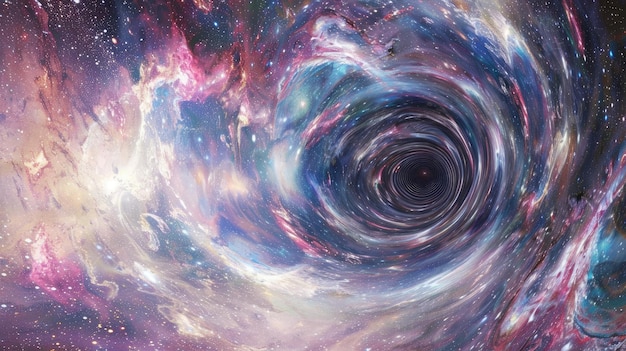 Il tunnel del wormhole evidenzia il concetto di relatività che deforma lo spazio-tempo nell'espansione cosmica.