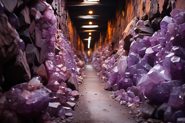 Il tunnel della miniera di ametista all'interno della grotta misteriosa.