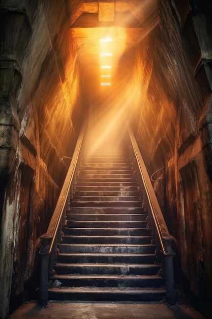 Il tunnel delle scale è illuminato AI generativa
