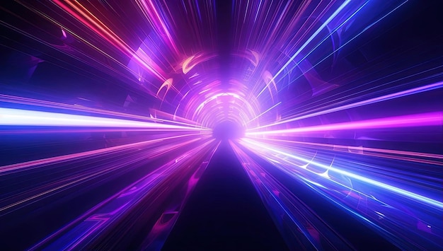 il tunnel ha diverse scie luminose nello stile del vibrante futurismo