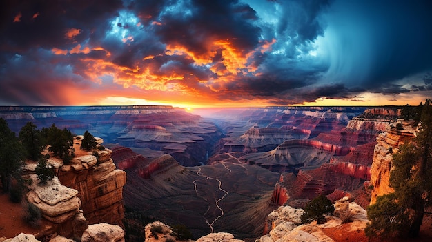 Il tuono sopra il bordo sud del Grand Canyon