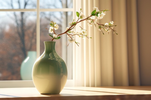 Il vaso verde ha un albero nello stile dell'IA generativa realistica