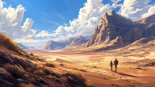Il vasto paesaggio desertico che si estende davanti al camminatore li invita a rallentare e ad essere