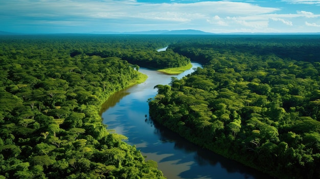Il verde lussureggiante e i fiumi tortuosi della foresta pluviale amazzonica