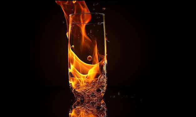Il vetro esalta la bellezza delle fiamme trasparenti Creazione utilizzando strumenti di intelligenza artificiale generativa