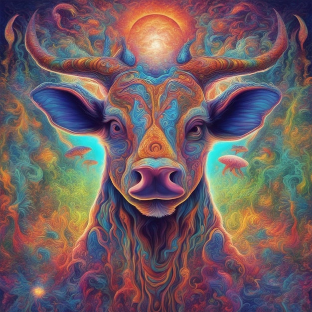 Il viaggio psichedelico DMT colpisce una bellissima immagine luminosa generata da animali