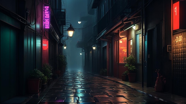 Il vicolo notturno del neon