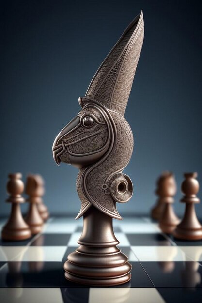 Il vincitore del re nero circondato da pezzi di scacchi d'oro nero sul concetto di competizione di gioco a scacchi