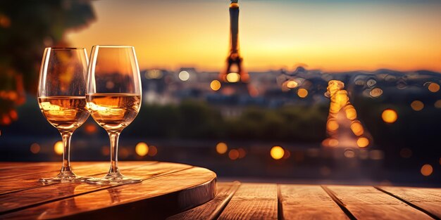 Il vino e la Torre Eiffel a Parigi