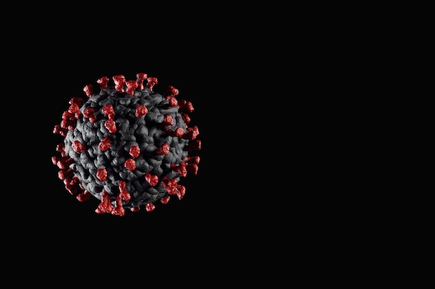 Il virus del microscopio Coronavirus si avvicina al rendering 3d