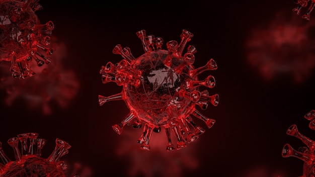 Il virus della corona rossa per il rendering 3d del concetto medico