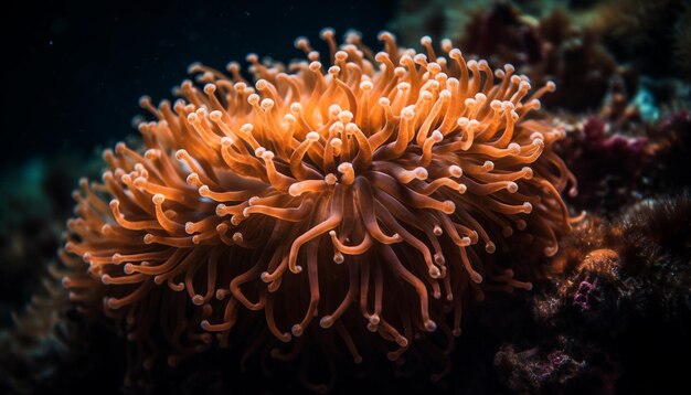 Il vivace paesaggio marino sottomarino mostra la bellezza naturale della barriera corallina multicolore generata dall'intelligenza artificiale