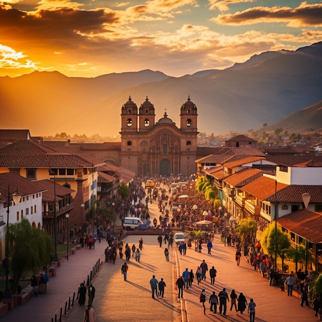 Il vivace paesaggio urbano di Cusco, in Perù