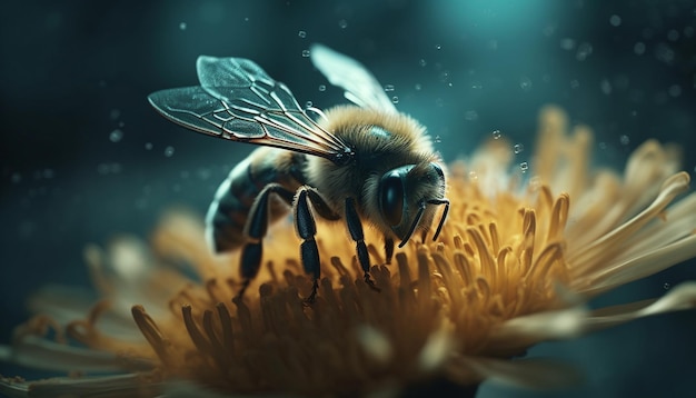 Il volo frenetico delle api impollina portando bellezza nella natura generata dall'intelligenza artificiale
