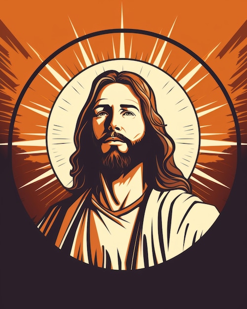 il volto di Gesù su sfondo arancione