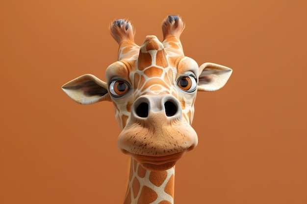 Il volto espressivo delle giraffe contemplative Un ritratto renderizzato in 3D con illuminazione cinematografica