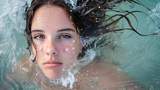 Il volto eterico di una donna che emerge dall'acqua Fotografia professionale