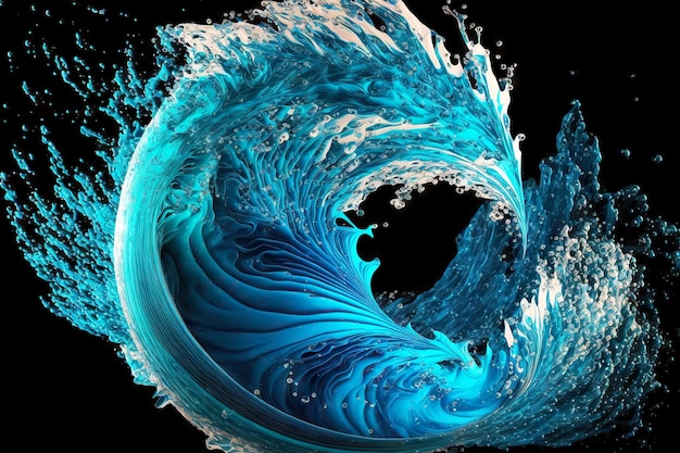 Il vortice liquido dell'acqua spruzza e il vortice dell'onda fluida