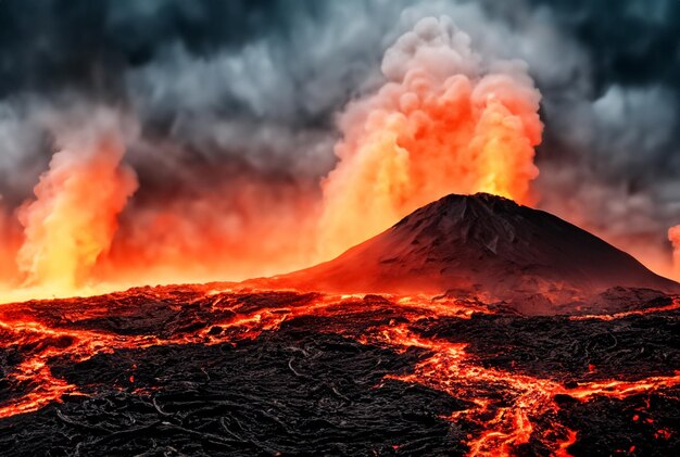 Il vulcano sta eruttando lava.