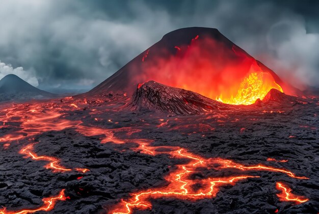 Il vulcano sta eruttando lava.