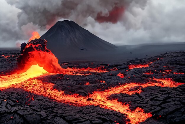 Il vulcano sta eruttando lava.