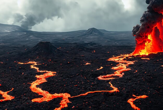 Il vulcano sta eruttando lava.