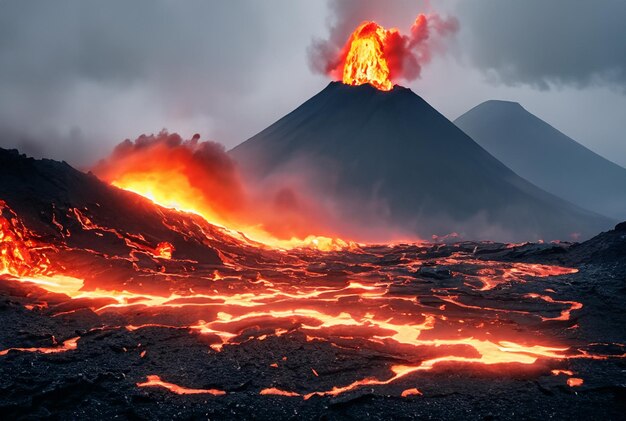 Il vulcano sta eruttando lava.