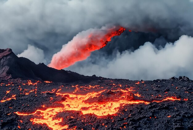 Il vulcano sta eruttando lava.