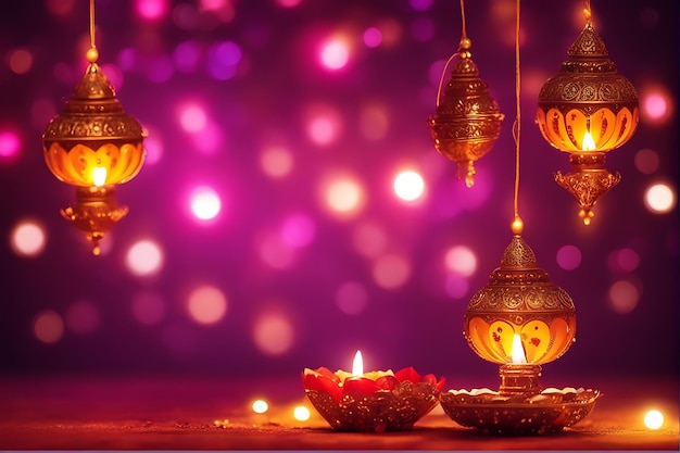 Illuminare Navratri e Diwali con vivaci Diya floreali e luci per una celebrazione festiva