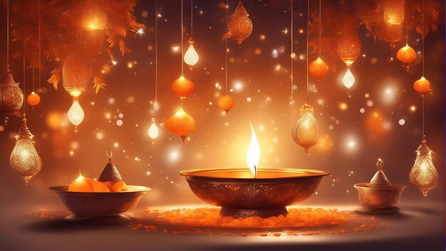 Illuminare Navratri e Diwali con vivaci Diya floreali e luci per una celebrazione festiva