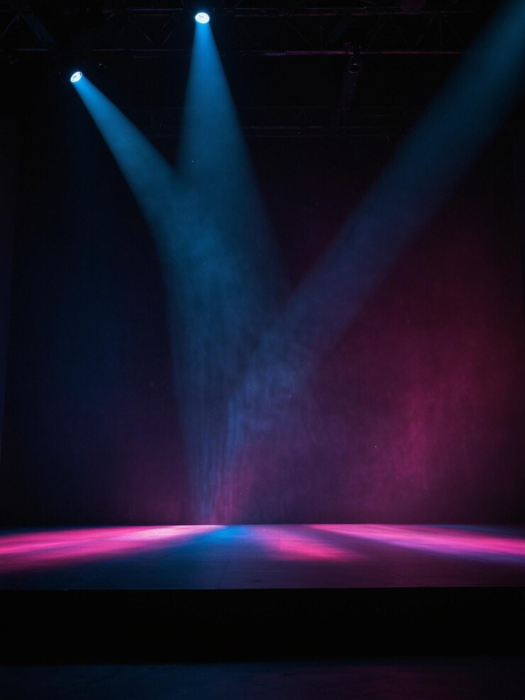 Illuminated Brilliance Abstract Montage of Magenta and Blue Stage Lighting