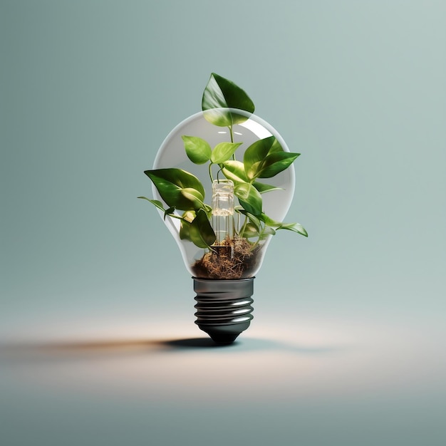 Illuminazione a foglia verde Innovazione ecologica e risparmio energetico AI generativa