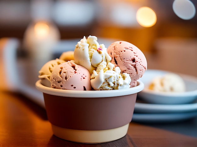 Illuminazione calda accogliente e realistica del ristorante del gelato