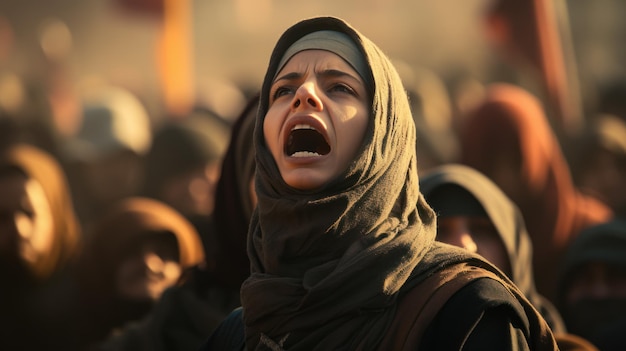 Illuminazione realistica del teleobiettivo di protesta per la libertà palestinese