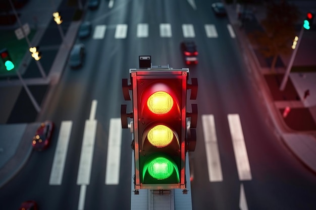 Illuminazione stradale in città per il traffico automobilistico generata dall'AI