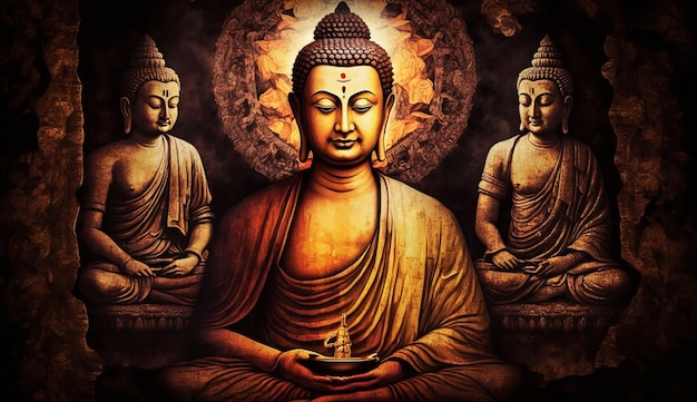 Illustation per le immagini del buddha del felice giorno del vesak Generative Ai